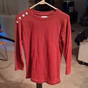 Spartina 449 Red Long Sleeve Top with Button Detail